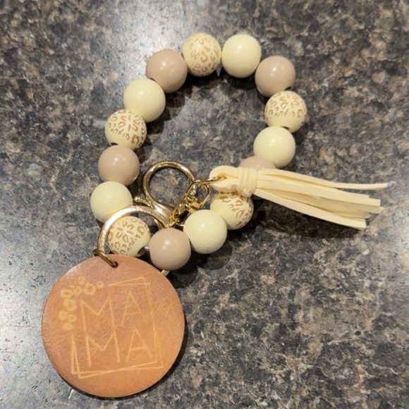 MAMA Beaded Keychain with Leather Tassel - Picture 4 of 4